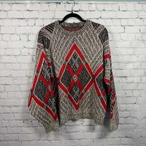 Vintage Ellis Island Sweater Mens XL Crew Neck Grandpa Sweater